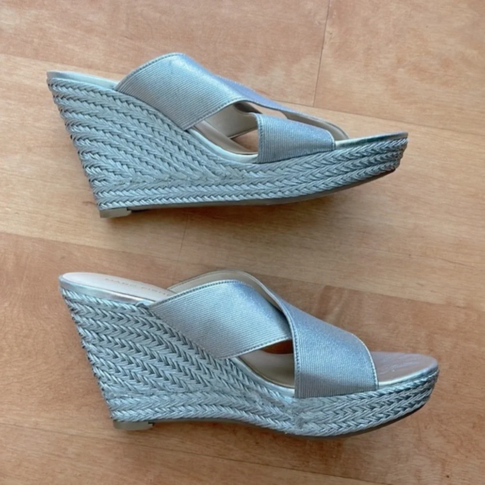 Marc Fisher Shoes Metallic Silver Wedges, 8.5
